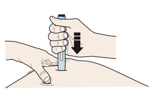 Firmly push the autoinjector down onto skin until the autoinjector stops moving.