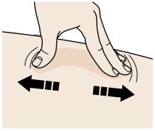 Stretch the skin firmly by moving your thumb and fingers in opposite directions, creating an area about two inches wide.