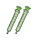 2 green (3 mL) syringes.image