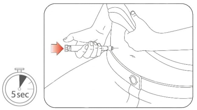 insert needle in to skin and press for 5 seconds.image