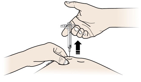 When done, release your thumb, and gently lift the syringe off of your skin.image