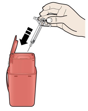 Discard the used syringe and the gray needle cap.image