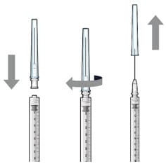 Filter needle attached to syringe and cap removal.image
