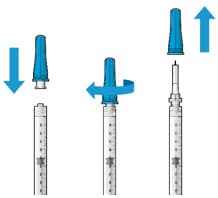 Initial fill needle attached to syringe and cap removal.image
