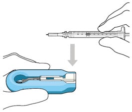 Align and lower the syringe into the carrier.image