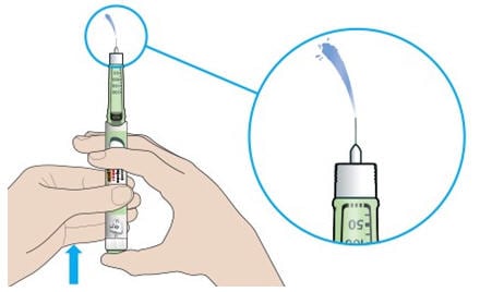 When insulin comes out of the needle tip, your pen is working correctly.
