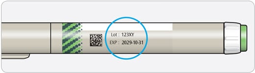 Image of expiry date on insulin pen.