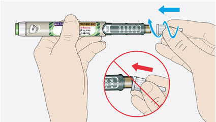 Keep the needle straight and screw it onto the pen until fixed. Do not over-tighten.