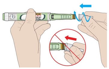 Keep the needle straight and screw it onto the pen until fixed. Do not over-tighten.