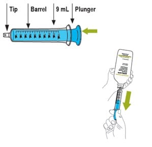 Fill the blue syringe with 9 mL of mixing liquid.image