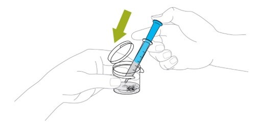 Add the 9 mL of mixing liquid to the Noxafil PowderMix.image