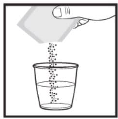 Empty the packet into the small drinking cup.image