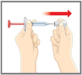 Leave the needle cap on until ready to inject. Pull the needle cap off and throw it away.image