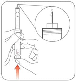 hold pen upright and press the dose knob for 5 seconds.image