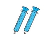 2 blue (10 mL) syringes.image