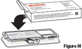 Open the carton and remove the clear plastic tray that holds the Besremi prefilled syringe and needle package (Figure M).image