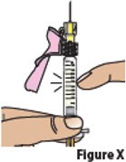 Tap on the body of the prefilled syringe to move any air bubbles to the top (Figure X).image