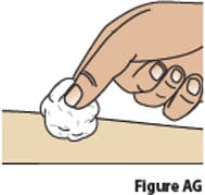 	If there is a small amount of blood or liquid at the injection site, press a gauze or cotton ball over the injection site until the bleeding stops (Figure AG).image