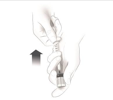 Tilt the vial to an angle of approximately 45 degrees and position the needle tip at the very bottom of the solution in the vial when drawing the solution into the syringe. DO NOT invert the vial. Carefully withdraw slightly more than 1 mL of the solution for subcutaneous injection from the vial into a 1 mL graduated disposable syringe using a suitable needle.