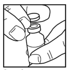 If you are using a new vial, remove the protective cap. Do not remove the rubber stopper.image