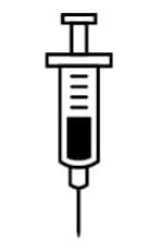 prefilled syringe with needle pointing down.image