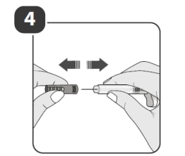 Hold the prefilled syringe in one hand and gently pull the needle cover off.image