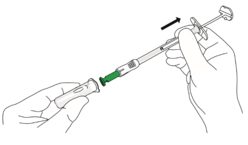 Hold the lanreotide syringe barrel and putt the needle straight out from the cap without twisting or turning.