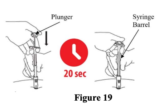 Slowly push the plunger on the lanreotide injection and continue pushing the plunger for 20 seconds until the plunger top touches the end of the syringe. Do not rush the injection.