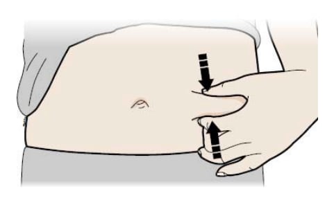 Pinch your Releuko injection site to create a firm surface.