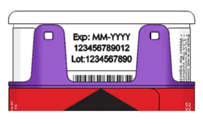 Image of expiry date on back of Kaleo's naloxone hydrochloride auto-injector.