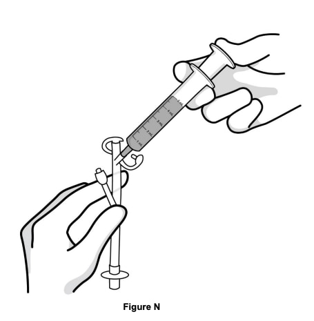 Place the oral syringe provided (containing the 5 mL of Radicava ORS) into the feeding tube. Slowly push down the plunger until the oral syringe is empty.image