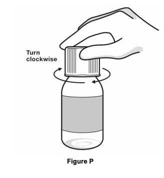 Leave the adapter in the bottle. Place the bottle cap on the bottle and turn it clockwise (to the right) to close the bottle. Keep the bottle tightly closed between each use.image