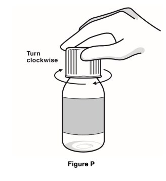 Leave the adapter in the bottle. Place the bottle cap on the bottle and turn it clockwise (to the right) to close the bottle. Keep the bottle tightly closed between each use.image