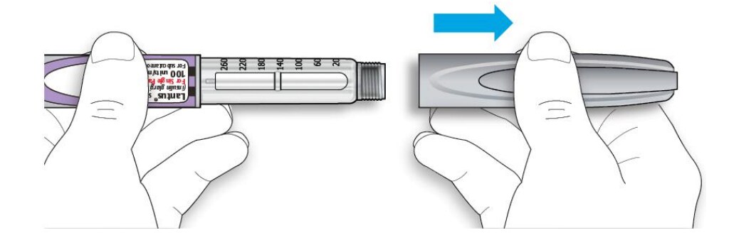 Image pulling cap off Lantus SoloStar Pen.