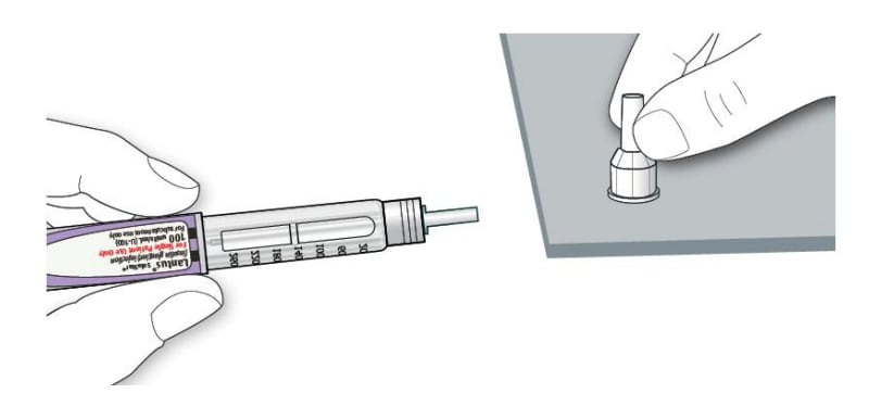 Remove the outer needle cap of your Lantus SoloStar Pen and set aside for later.