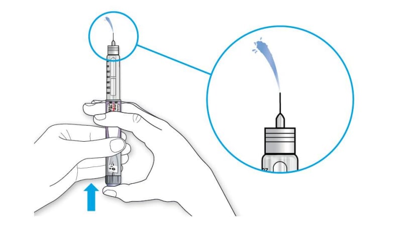 Press the injection button on your Lantus SoloStar Pen. If insulin comes out of the needle tip it is working correctly.