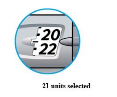 Odd number of doses selected on a Lantus SoloStar Pen image.