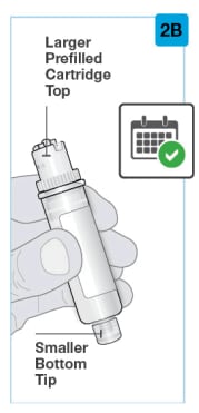 Inspect the prefilled cartridge, including checking the expiration date.