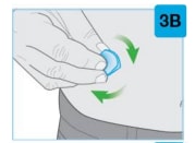 Clean Skyrizi injection site with alcohol wipe.