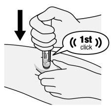 Firmly push the body of the Pen down against the injection site to engage the orange activator and begin injection (See Figure H). Try not to cover the viewing window.image