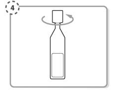 Hold the single-dose container upright. Make sure that your Iyuzeh medicine is in the bottom part of the single-dose container. Twist open the top of the single-dose container as shown. Do not touch the tip after opening the container.image