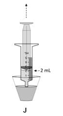 Draw up an additional 2 mL of water into the oral syringe.
