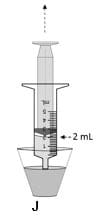 Draw up 2 mL of water into the oral syringe.