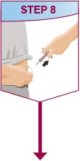 When the injection is completed, slowly pull the needle out of the skin while keeping the prefilled syringe at the same angle.  After completing the injection, place a cotton ball or gauze pad on the skin of the injection site.