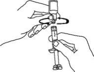 Remove the syringe from the vial adapter, by holding the vial adapter with one hand and turning the syringe counter-clockwise with your other hand image.
