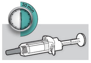 Lay the Dupixent Syringe on a flat surface and let it naturally warm to room temperature for at least 30 minutes.