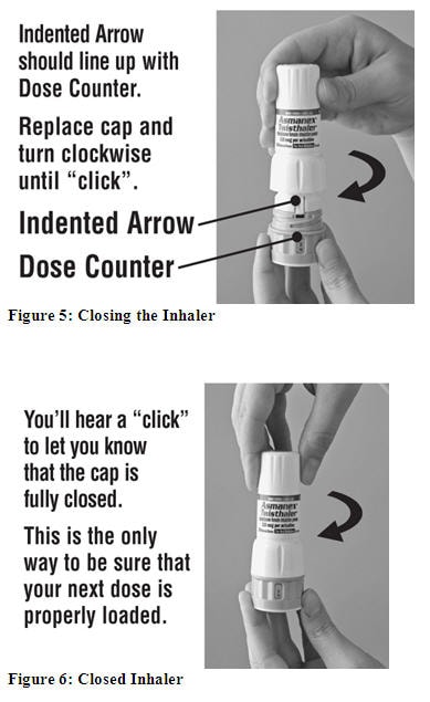 Figure 5 closing the inhaler. Figure 6 closed inhaler