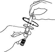 Attach the plunger to the gray rubber stopper in the syringe by turning the plunger clockwise until you feel a slight resistance image.