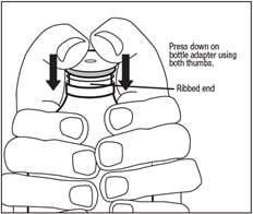 First time use of bottle only - insert bottle adapter in the bottle top. Do not remove.