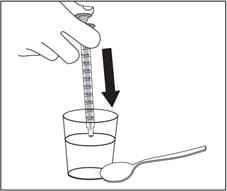 Slowly push all the way down on the plunger of the oral dispenser to add the EMFLAZA oral suspension dose to a household cup filled with 3 to 4 ounces of juice or milk. 